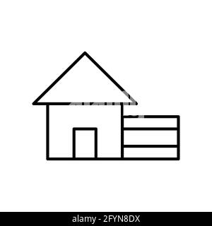 Icône de contour de maison.Symbole de bâtiment.Maison avec enseigne de ligne de garage.Vecteur isolé Illustration de Vecteur