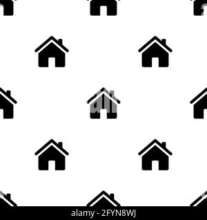 Motif sans couture avec icônes maison motif silhouettes noir Home. Illustration vectorielle isolée sur blanc Illustration de Vecteur