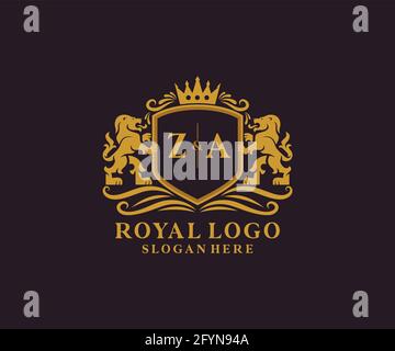 ZA Letter Lion Royal Luxury logo template en illustrations vectorielles pour restaurant, Royalty, Boutique, café, Hôtel, Héraldique, bijoux, mode et autre vecteur il Illustration de Vecteur