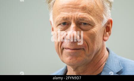 Oldenburg, Allemagne. 29 mai 2021. Jürgen Trittin, membre du Bundestag pour Bündnis 90/Die Grünen, lors de la conférence des délégués d'état numériques de Bündnis 90/Die Grünen en Basse-Saxe. Credit: Mohssen Assanimoghaddam/dpa/Alay Live News Banque D'Images