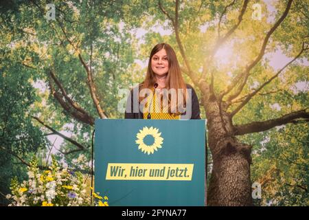 Oldenburg, Allemagne. 29 mai 2021. Anne Kura, présidente d'Etat de Bündnis 90/Die Grünen en Basse-Saxe, parle lors de la conférence de délégué d'Etat numérique des Verts en Basse-Saxe. Credit: Mohssen Assanimoghaddam/dpa/Alay Live News Banque D'Images