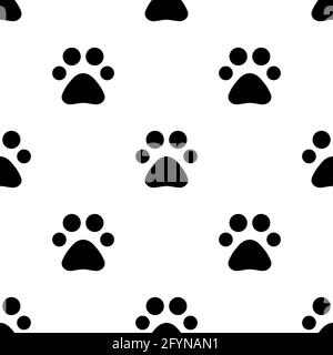 Motif sans couture avec empreintes animales. Symbole de patte de chien. Empreinte de pied en PET Illustration de Vecteur