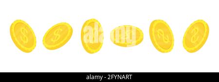Pièces d'or isométriques. Symbole argent. Concept de richesse. Illustration vectorielle isolée sur blanc Illustration de Vecteur