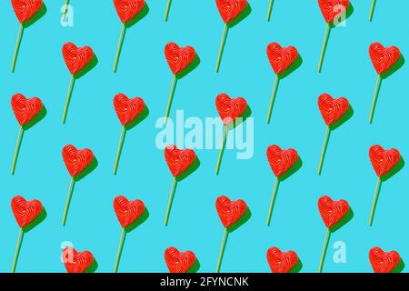 Motif bonbon en forme de coeur Lollipop, vue du dessus. Banque D'Images