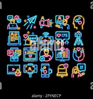 Blogger Internet social Channel icônes définir le vecteur Illustration de Vecteur