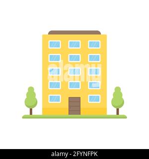 Icône de construction à plat. Maison moderne et symbole immobilier. Signe de propriété privée. Vecteur isolé sur blanc Illustration de Vecteur