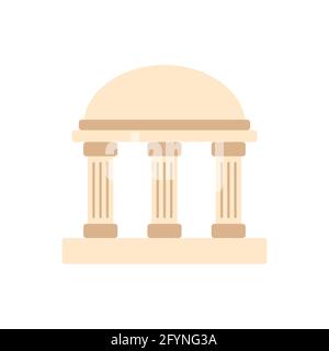 Construction avec colonnes. Icône marron Banque. Symbole coloré de l'université. Signe de la culture grecque ancienne Illustration de Vecteur