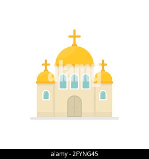 Icône plate de l'église. Symbole coloré de l'église. Bâtiment de la place Sainte. Concept de religion. Vecteur isolé sur blanc Illustration de Vecteur