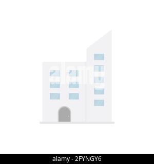 Icône blanche plate du bâtiment. Maison moderne et symbole immobilier. Bâtiment de l'hôtel. Signe de propriété privée Illustration de Vecteur