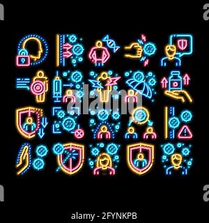 Immunité les icônes de défense biologique humaine permettent de définir le vecteur Illustration de Vecteur