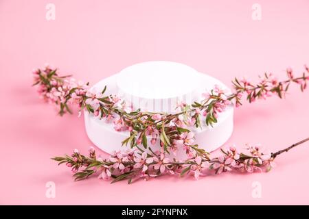 Scène minimale avec des formes géométriques pour la publicité des cosmétiques. Banque D'Images