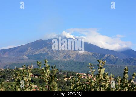 Vue sur l'Etna en Sicile en Italie Banque D'Images