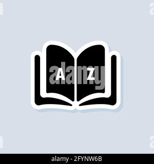 Icône Dictionnaire. Glossaire. Badge avec livre. Logo Dictionnaire. Icône de bibliothèque. Vecteur sur arrière-plan isolé. SPE 10. Illustration de Vecteur