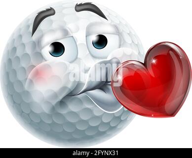 Balle de golf Kishing coeur Emoticon Emoji icône visage Illustration de Vecteur