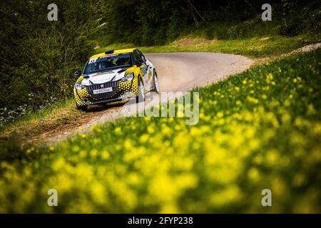 53 Taveneau Sam, masse Elodie, pH SPORT par GT2i, Peugeot 208 VTI, action pendant le Rallye du Touquet 2021, 1er tour du Championnat de France des Rallyes 2021, du 27 au 29 mai au Touquet, France - photo Bastien Roux / DPPI Banque D'Images