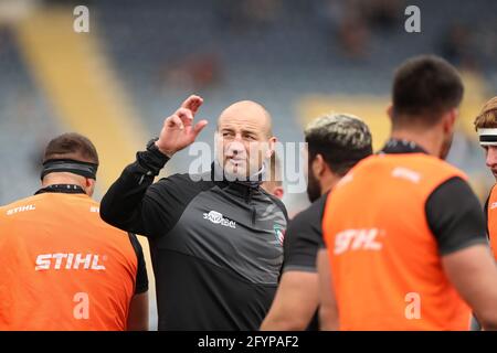 Steve Borthwick, entraîneur-chef de Leicester Tigers, lors du match Gallagher Premiership au Sixways Stadium, Worcester. Date de la photo: Samedi 29 mai 2021. Banque D'Images
