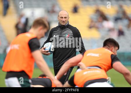 Steve Borthwick, entraîneur-chef de Leicester Tigers, lors du match Gallagher Premiership au Sixways Stadium, Worcester. Date de la photo: Samedi 29 mai 2021. Banque D'Images