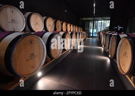 Illustrations de Saint Tropez et Ramatuelle. Château Minuty Grand cru, une entreprise familiale depuis 3 générations Saint Tropez, sud-est de la France, le 2021 mai. Photo de Christian Liewig/ABACAPRESS.COM Banque D'Images