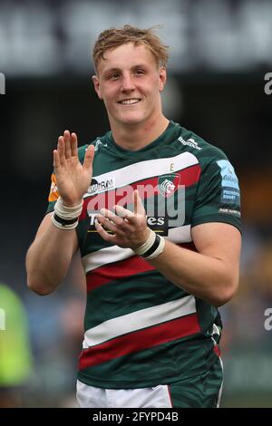 Cameron Henderson de Leicester Tigers à temps plein du match Gallagher Premiership au Sixways Stadium, Worcester. Date de la photo: Samedi 29 mai 2021. Banque D'Images