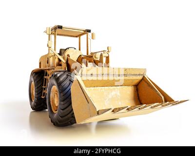 Le rendu 3D de bulldozer jaune sur fond blanc Banque D'Images