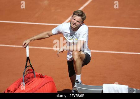 Paris, France. 29 mai 2021. David Goffin de Belgique pendant la pratique avant l'Open de France 2021, un tournoi de tennis Grand Chelem au stade Roland-Garros le 29 mai 2021 à Paris, France - photo Jean Catuffe / DPPI crédit: DPPI Media/Alay Live News Banque D'Images