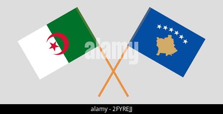 Drapeaux croisés de l'Algérie et du Kosovo. Couleurs officielles. Proportion correcte. Illustration vectorielle Illustration de Vecteur