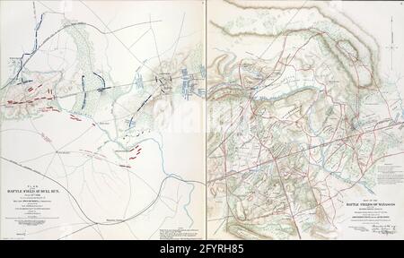 Cartes des champs de bataille de Manassas 21 juillet 1861 Banque D'Images