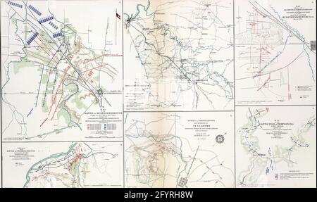 Cartes des principales batailles et mouvements de la guerre civile Banque D'Images