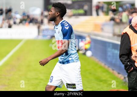 Haderslev, Danemark. 25 mai 2021. Victor Ekani (23) de SonderjyskE vu pendant le match 3F Superliga entre SonderjyskE et Aalborg Boldspileklub dans le parc de Sydbank à Haderslev, au Danemark. (Crédit photo: Gonzales photo - Gastón Szerman). Banque D'Images