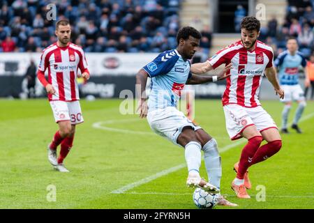 Haderslev, Danemark. 25 mai 2021. Haji Wright (25) de SonderjyskE vu pendant le match 3F Superliga entre SonderjyskE et Aalborg Boldspileklub dans le parc Sydbank à Haderslev, au Danemark. (Crédit photo: Gonzales photo - Gastón Szerman). Banque D'Images