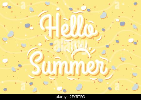 Bonjour plage d'été sable avec des rochers Illustration de Vecteur