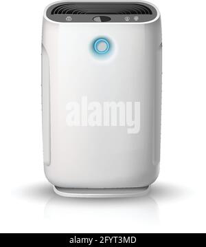 purificateur d'air vectoriel 3d réaliste, isolé sur fond blanc icône d'illustration. Appareil de nettoyage et d'humidification de l'air pour la maison. Illustration de Vecteur