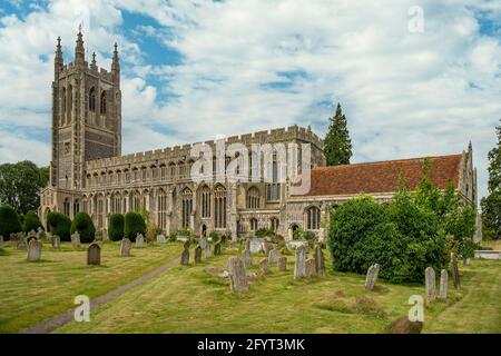 L'église Holy Trinity, Long Melford, Suffolk, Angleterre Banque D'Images