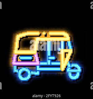 Transport public Rickshaw néon icône d'illustration Illustration de Vecteur