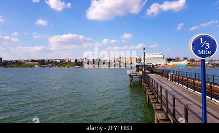 Southend-on-Sea et vu de la jetée, Royaume-Uni. Banque D'Images