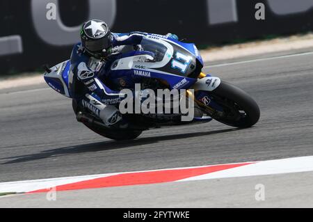 MISANO - ITALIE, 2 septembre 2011: Le cavalier américain Yamaha Ben Spies en action au 2011 San Marino GP. Italie Banque D'Images