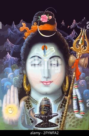 seigneur shiva dieu hindouisme serpent animal illustration spirituelle sainte Banque D'Images