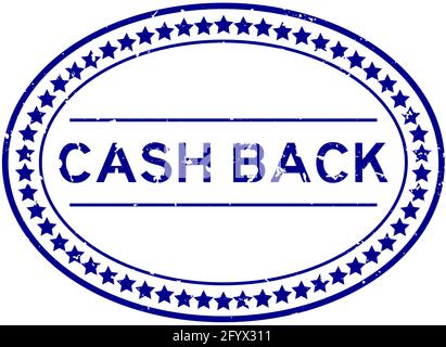 Grunge bleu argent comptant mot ovale joint en caoutchouc cachet sur arrière-plan blanc Illustration de Vecteur