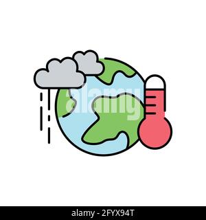 Icône de couleur Climate action. Responsabilité sociale de l'entreprise. Objectifs de développement durable. Panneau SDG. Pictogramme pour publicité, Web, application mobile. Conception UI UX e Illustration de Vecteur