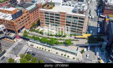 Vue aérienne de High Line, Manhattan, New York, États-Unis Banque D'Images