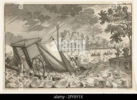 Le prince Johan Willem Friso se noie à Moerdijk, 1711. Johan Willem Friso, prince d'Orange-Nassau, s'est noyé en traversant le Moerdijk comme bateau par temps violent le 14 juillet 1711. Marqué en haut à gauche: Twede part et à droite: Pag: 238. Banque D'Images