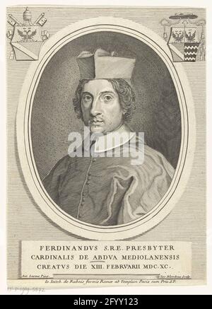 Portrait du cardinal Ferdinando d'Adda; Ferdinandvs S.R.E. Presbyter (...) Le XIII février MDC XC. Banque D'Images