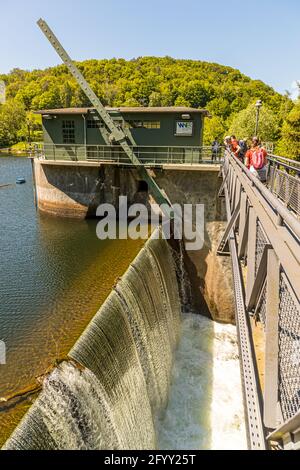 Réservoir Heimbach barrage de la centrale d'eau Eifel-Rur. Heimbach, Allemagne Banque D'Images