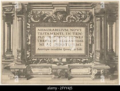 MEMORABILIVM NOVI les tests dans TemploVM ICONES Trodecim Elegantissimi AC Ornatissimi. Titre architectural imprimé pour une série de 13 imprimés avec des événements du Nouveau Testament qui jouent autour du temple. Banque D'Images