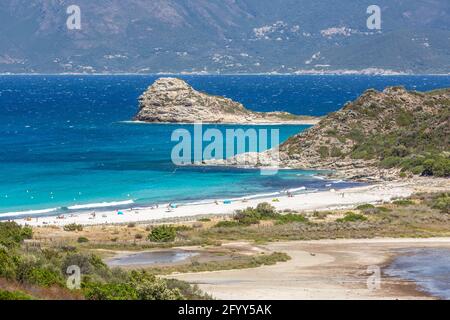 Plage de Lotu, haute-Corse, au bord du désert des Agriates. Corse, France Banque D'Images