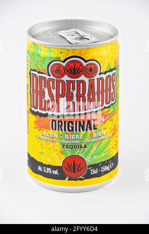 CHESTER, ROYAUME-UNI - 3 MAI 2021: Desperados tequila et la bière dans une canette Banque D'Images