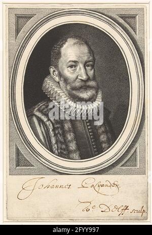 Portrait de Johannes Polyander de Kerkhoven à l'âge de 51 ans. Portrait de Johannes Polyander van Kerkhoven à l'âge de 51 ans, buste avec col de moulin et robe dans cadre ovale. Banque D'Images