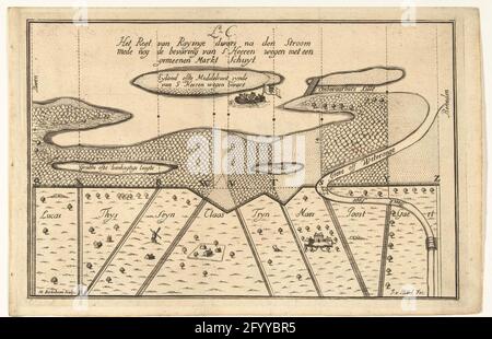 Plan d'étage d'une baie dans la côte (sans lettres); L. C: RAYINGE ROUND ARG. Plans d'étage des rivières, canaux et polders. Carte d'une baie dans la côte. L'impression fait partie d'une série d'impressions sur l'ingénierie hydraulique et l'étamage. Banque D'Images