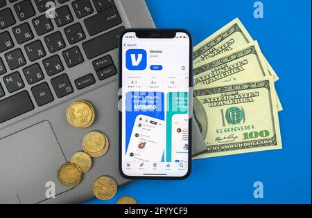 Kharkov, Ukraine - 28 mai 2021: Venmo demande de réception et de paiement Banque D'Images