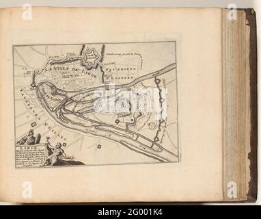 Carte de Liège, ca. 1693-1696; Liège, ville forte et considérable (...); les Forces de l'Europe, ou Description des principes vides, avec leurs fortifications : Dessigniées par LES MEILLEURS ingénieurs, parti privé celles (...) De la France, ne les plans DEVEÉ LEVEZ par M. DE VAUBAN. Carte des renforts autour de la ville de Liège. Partie de la cinquième partie (1696) de la photo dans laquelle les faisceaux sont les huit parties des Forces de l'Europe émises entre 1693 et 1697. L'imprimerie se compose de 175 plaques avec plans (de Sébastien le Preterre, Seigneur de Vauban) de la célèbre forte citi Banque D'Images